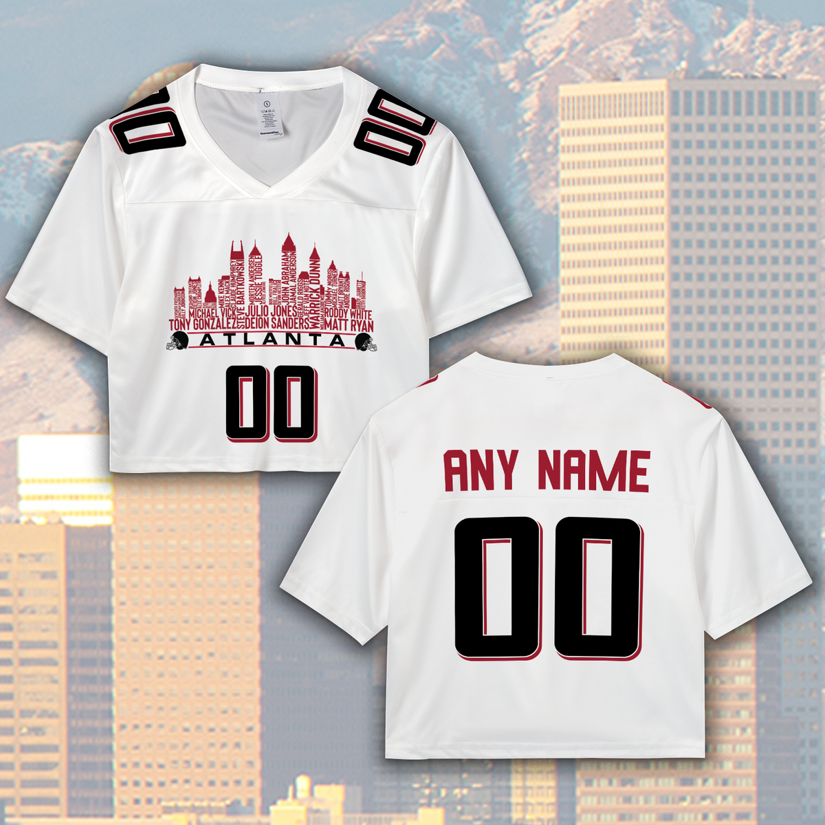 Atlanta Jersey Custom Football Greatest Of All Time Team Legends Atlanta City Skyline Jersey Shirt Personalized Embroidery Name Number