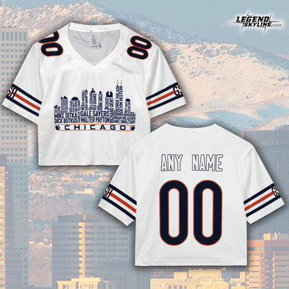 Chicago Jersey Custom Football Greatest Of All Time Team Legends Chicago City Skyline Jersey Shirt, Personalized Embroidery Name Number