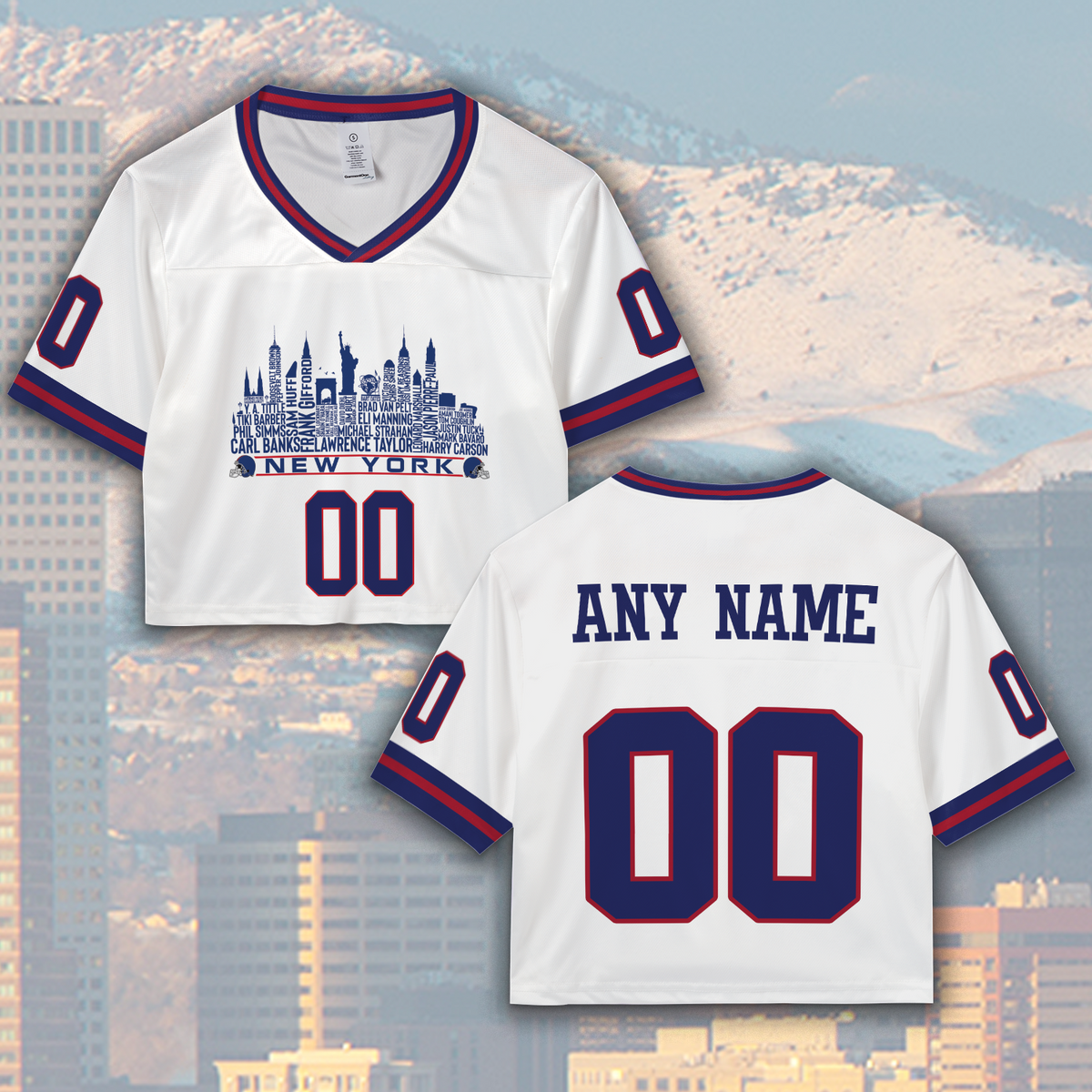 New York Jersey Custom Football Greatest Of All Time Team Legends New York City Skyline Jersey Shirt Personalized Embroidery Name Number