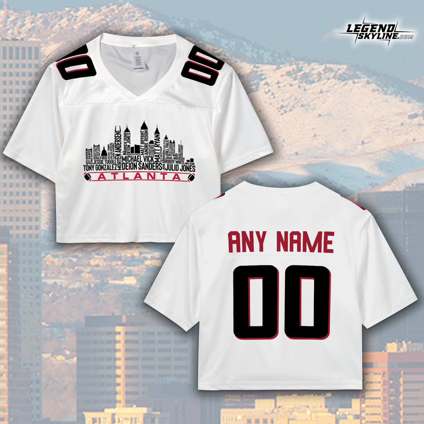 Atlanta Jersey Custom Football Greatest Of All Time Team Legends Atlanta City Skyline Jersey Shirt, Personalized Embroidery Name Number
