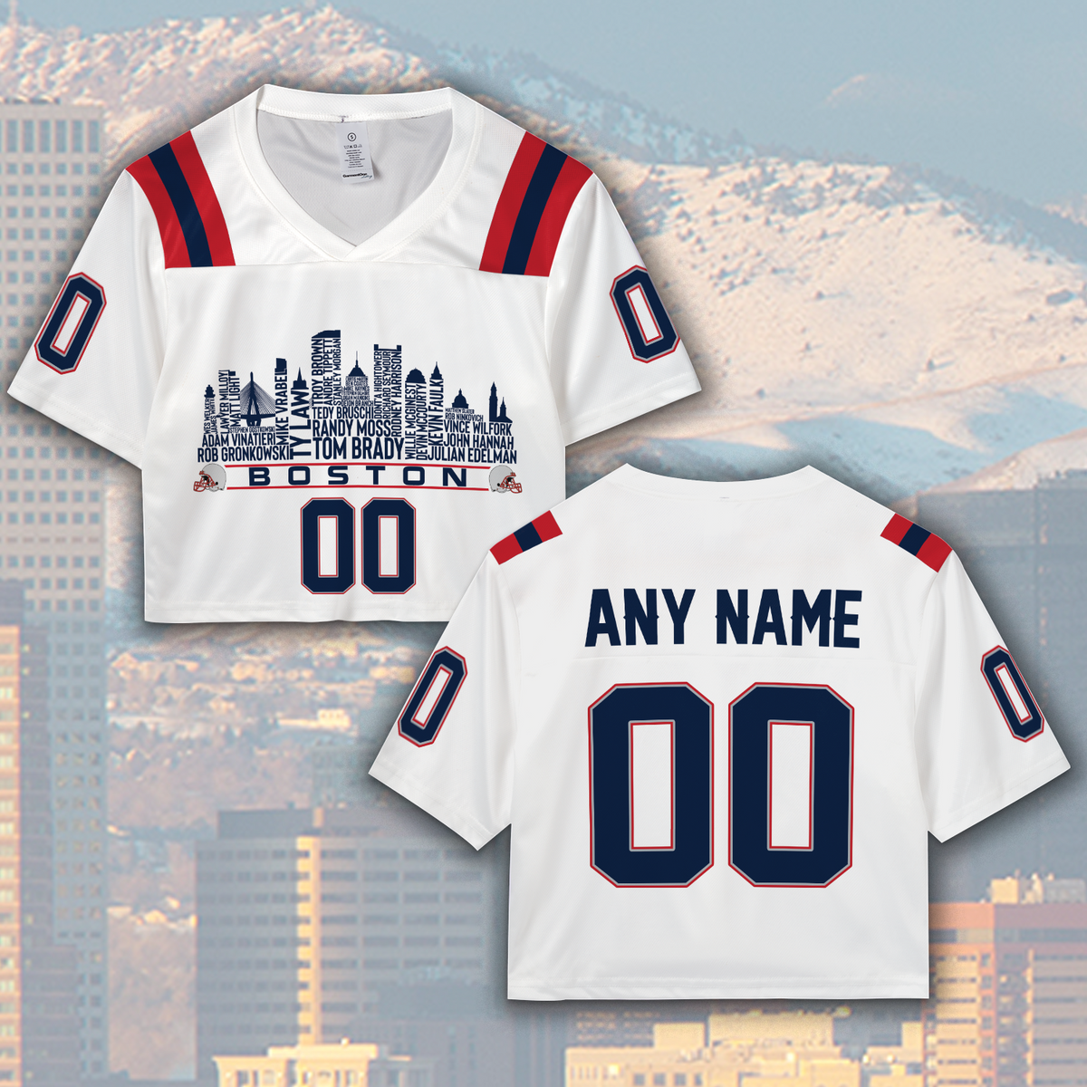 New England Jersey Custom Football Greatest Of All Time Team Legends Boston City Skyline Jersey Shirt Personalized Embroidery Name Number