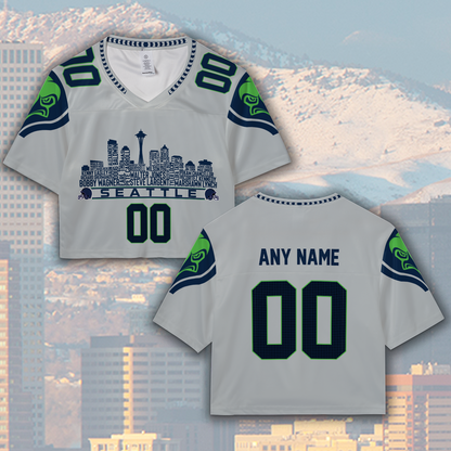 Seattle Custom Football Jersey Greatest Of All Time Team Legends Seattle City Skyline Shirt Personalized Embroidery Name Number