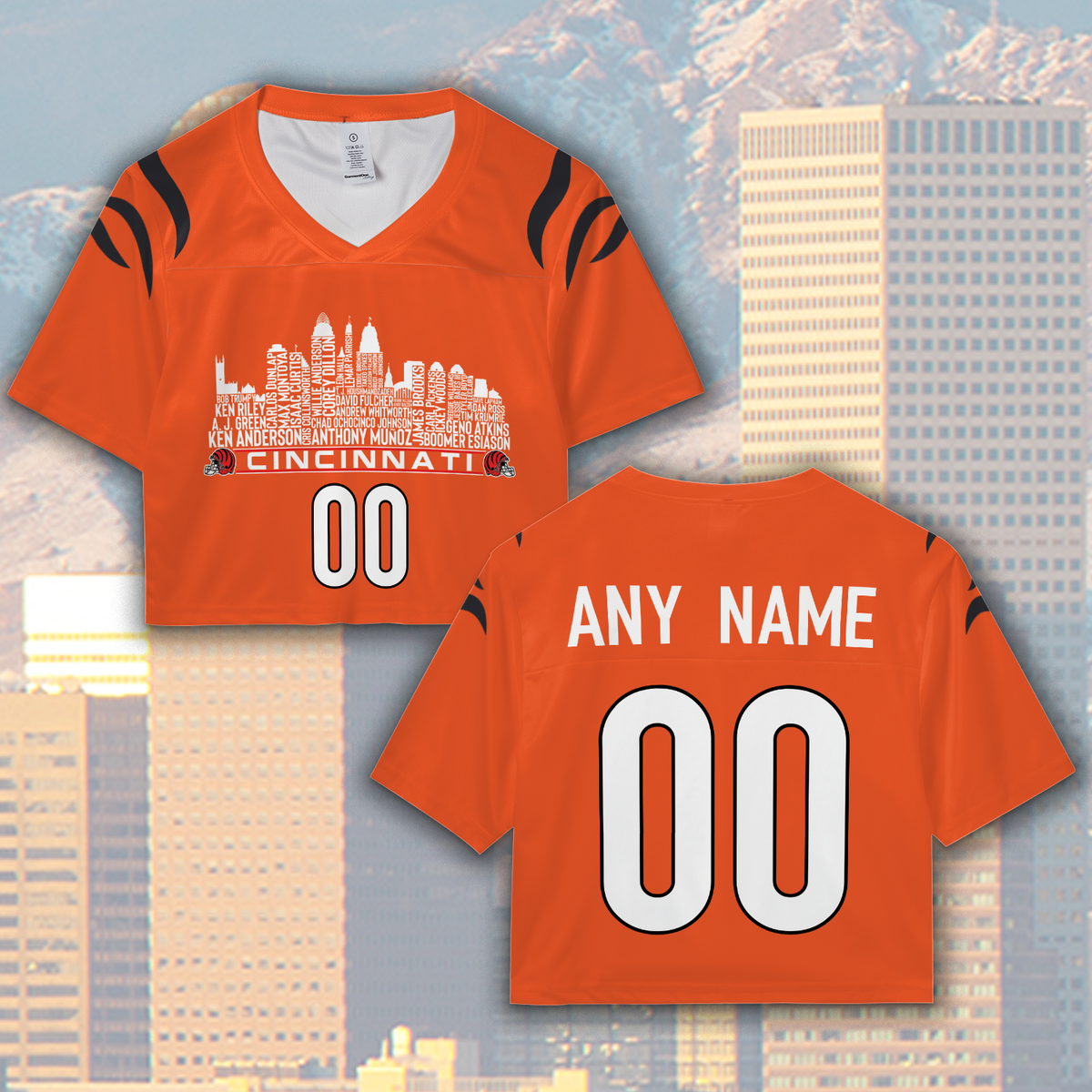 Cincinnati Jersey Custom Football Greatest Of All Time Team Legends Cincinnati City Skyline Jersey Shirt Personalized Embroidery Name Number