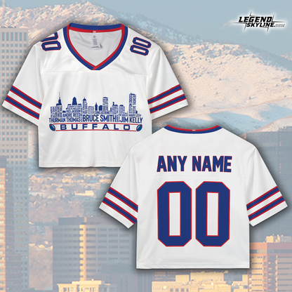 Buffalo Jersey Custom Football Greatest Of All Time Team Legends Buffalo City Skyline Jersey Shirt, Personalized Embroidery Name Number