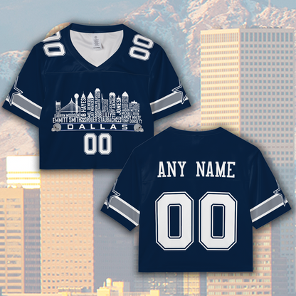 Dallas Custom Football Jersey Greatest Of All Time Team Legends Dallas City Skyline Shirt Personalized Embroidery Name Number