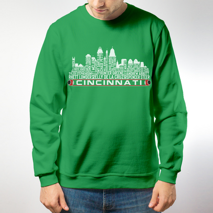Cincinnati Baseball Team Current Roster Cincinnati City Skyline Shirts