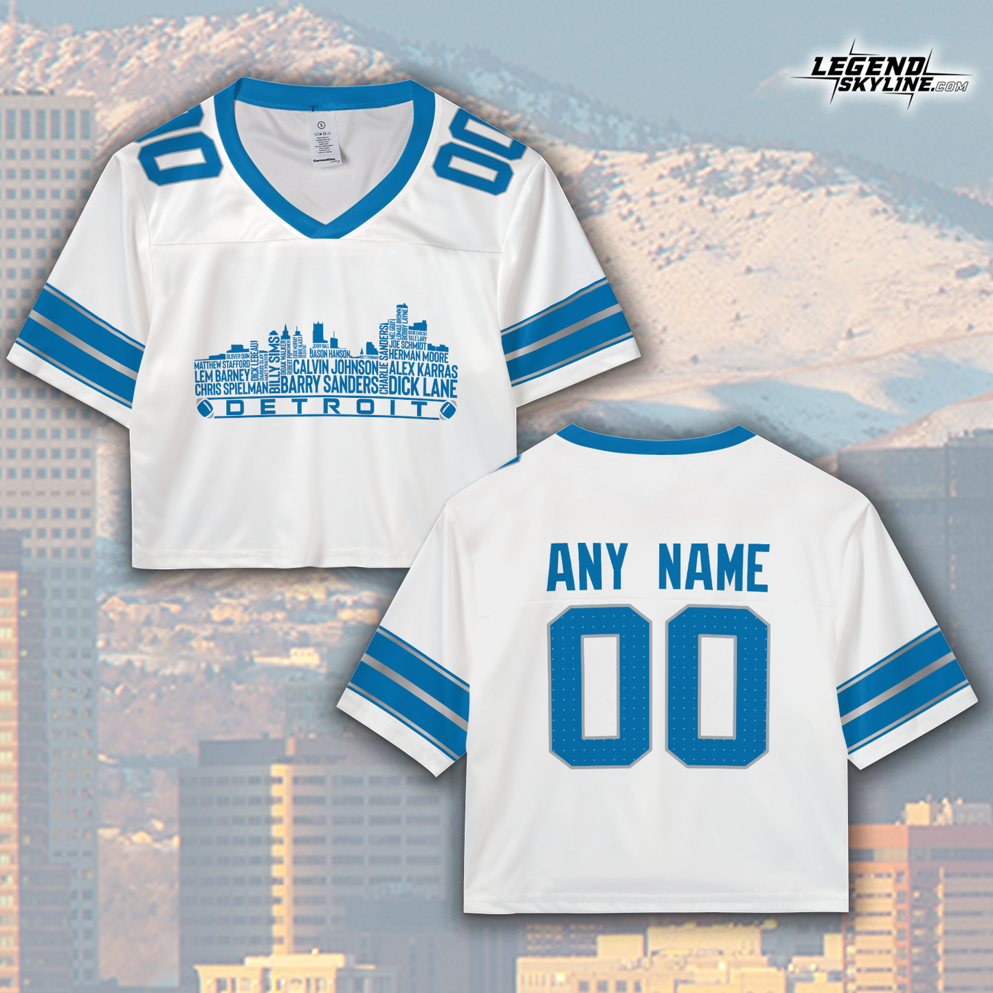Detroit Jersey Custom Football Greatest Of All Time Team Legends Detroit City Skyline Jersey Shirt, Personalized Embroidery Name Number