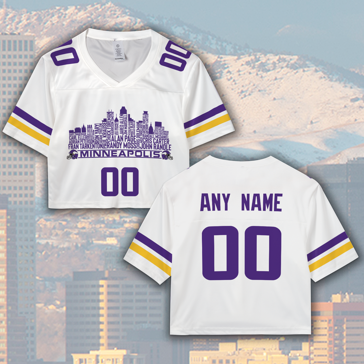 Minnesota Jersey Custom Football Greatest Of All Time Team Legends Minnesota City Skyline Jersey Shirt Personalized Embroidery Name Number
