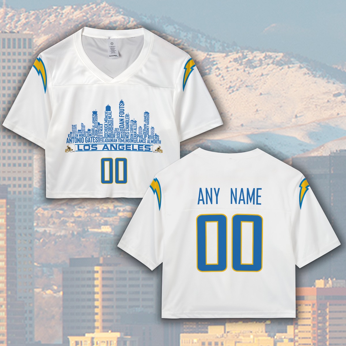 Los Angeles R Jersey Custom Football Greatest Of All Time Team Legends Los Angeles City Skyline Jersey Shirt Personalized Embroidery Name Number