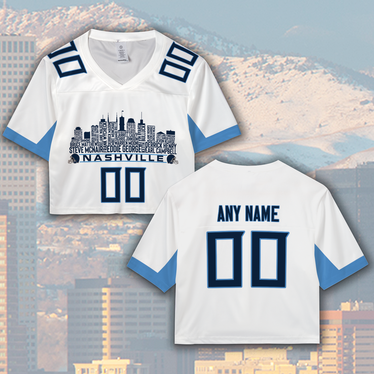 Tennessee Custom Football Jersey Greatest Of All Time Team Legends Tennessee City Skyline Shirt Personalized Embroidery Name Number