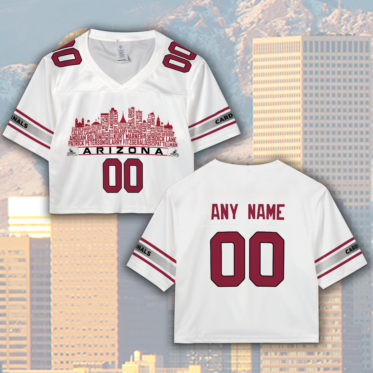 Arizona Custom Football Jersey Greatest Of All Time Team Legends Arizona City Skyline Shirt Personalized Embroidery Name Number