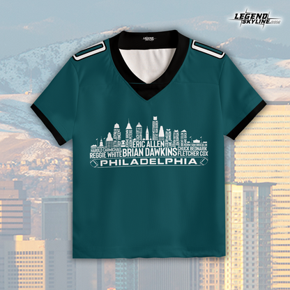 Philadelphia Custom Football Jersey Greatest Of All Time Team Legends, Philadelphia City Skyline Shirt, Personalized Embroidery Name Number