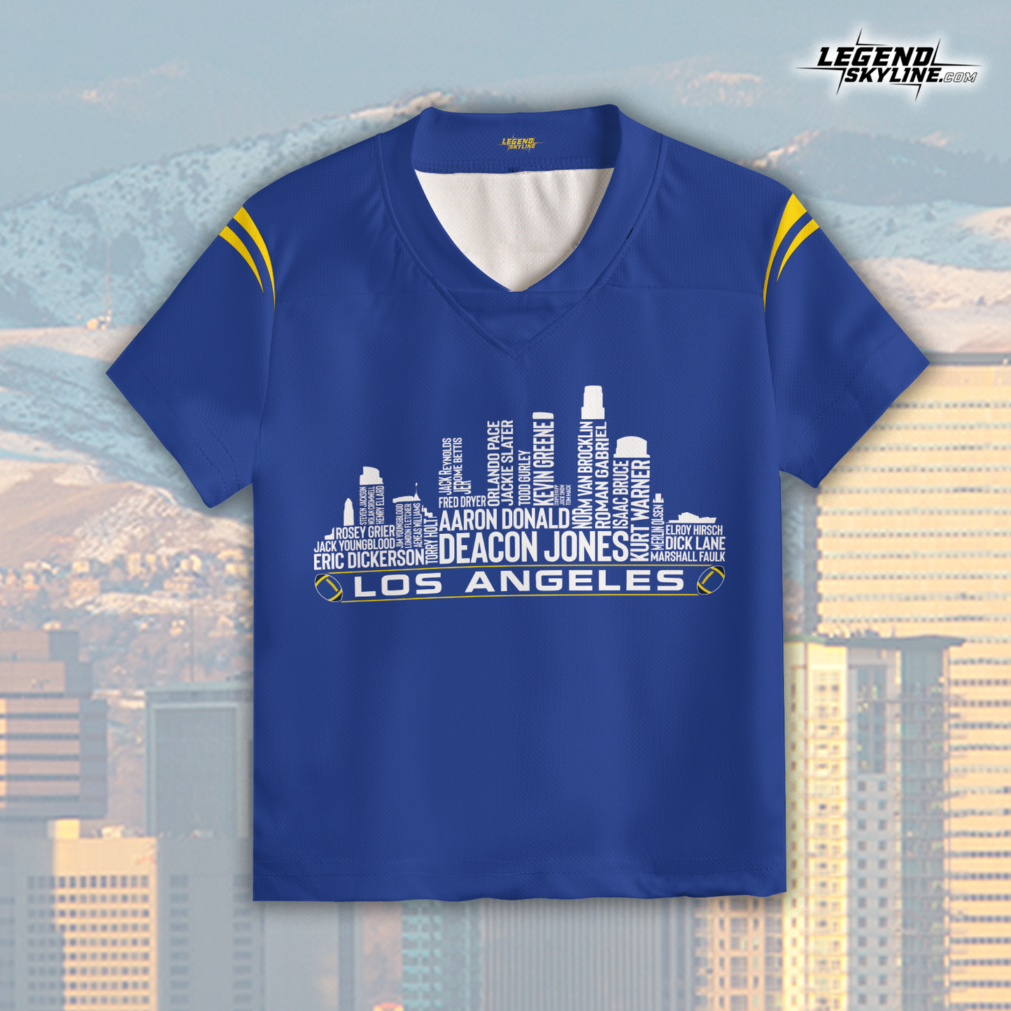 Los Angeles R Jersey Custom Football Greatest Of All Time Team Legends Los Angeles City Skyline Jersey Shirt Personalized Embroidery Name Number