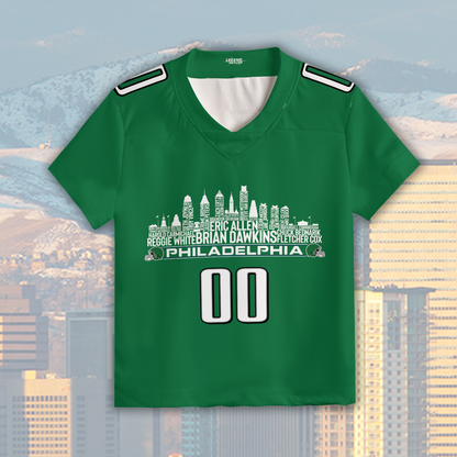 Philadelphia Custom Football Jersey Greatest Of All Time Team Legends Philadelphia City Skyline Shirt Personalized Embroidery Name Number
