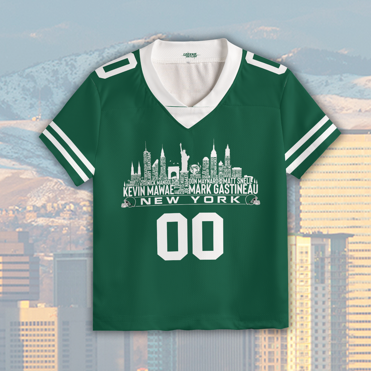 New York Jersey Custom Football Greatest Of All Time Team Legends New York City Skyline Jersey Shirt Personalized Embroidery Name Number