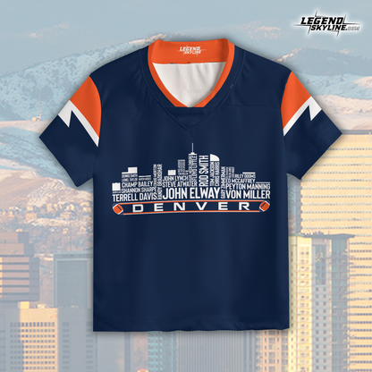 Denver Custom Football Jersey Greatest Of All Time Team Legends Denver City Skyline Shirt Personalized Embroidery Name Number