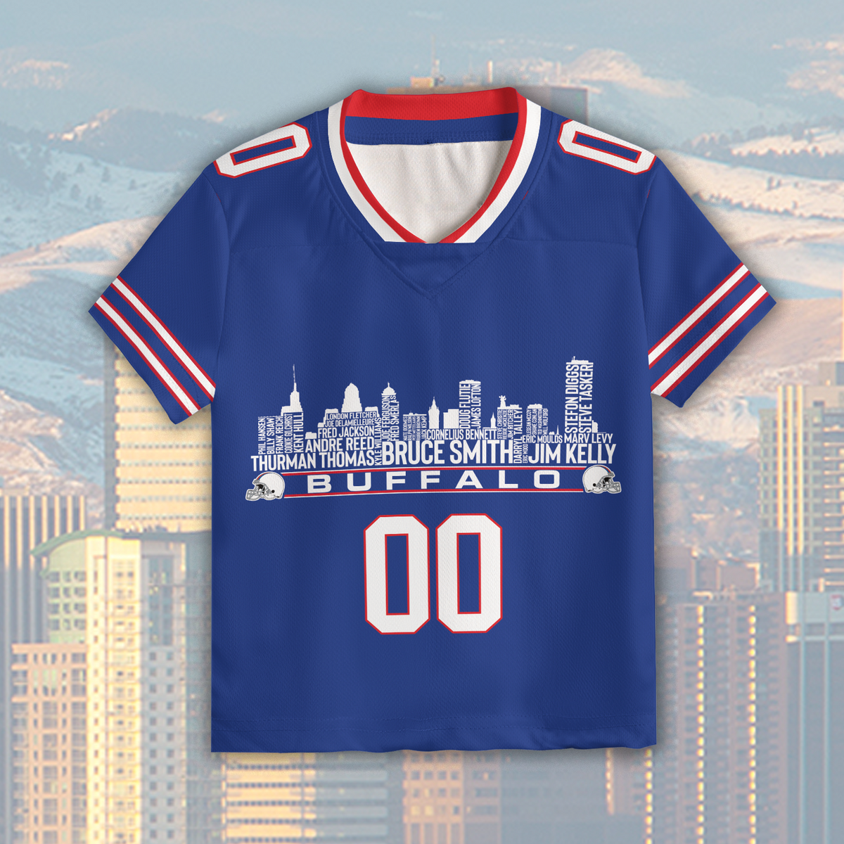 Buffalo Jersey Custom Football Greatest Of All Time Team Legends Buffalo Skyline Jersey Shirt Personalized Embroidery Name Number