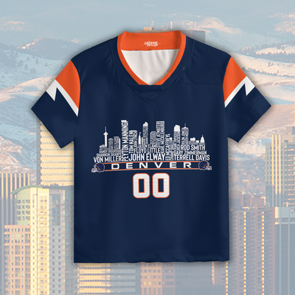 Denver Custom Football Jersey Greatest Of All Time Team Legends Denver City Skyline Shirt Personalized Embroidery Name Number