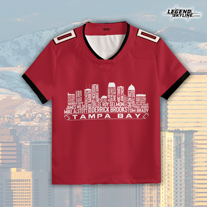 Tampa Bay Custom Football Greatest Of All Time Team Legends Tampa Bay City Skyline Jersey Shirt, Personalized Embroidery Name Number