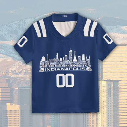 Indianapolis Jersey Custom Football Greatest Of All Time Team Legends Indianapolis City Skyline Jersey Shirt Personalized Embroidery Name Number