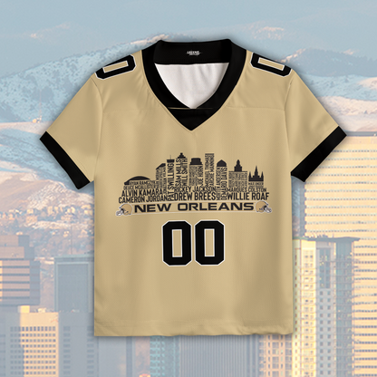 New Orleans Jersey Custom Football Greatest Of All Time Team Legends New Orleans City Skyline Jersey Shirt Personalized Embroidery Name Number