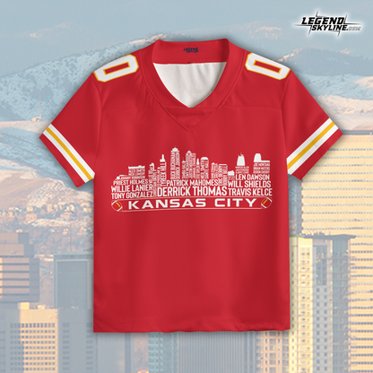 Kansas Jersey Custom Football Greatest Of All Time Team Legends Kansas City Skyline Jersey Shirt, Personalized Embroidery Name Number