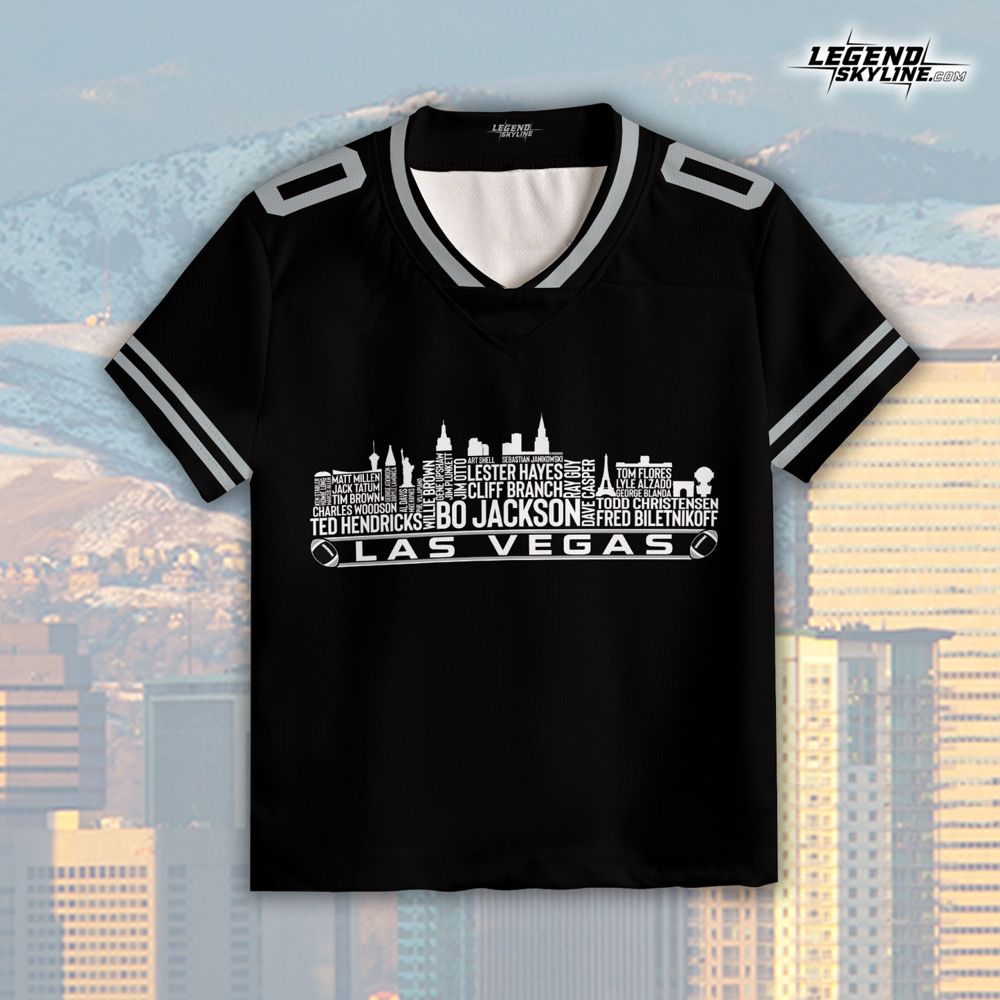 Las Vegas Jersey Custom Football Greatest Of All Time Team Legends Las Vegas City Skyline Jersey Shirt, Personalized Embroidery Name Number