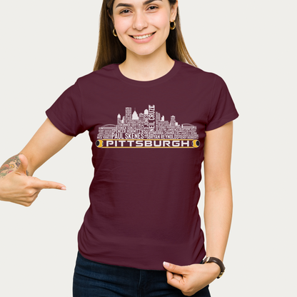 Pittsburgh Baseball Team Current Roster Pittsburgh City Skyline Shirts