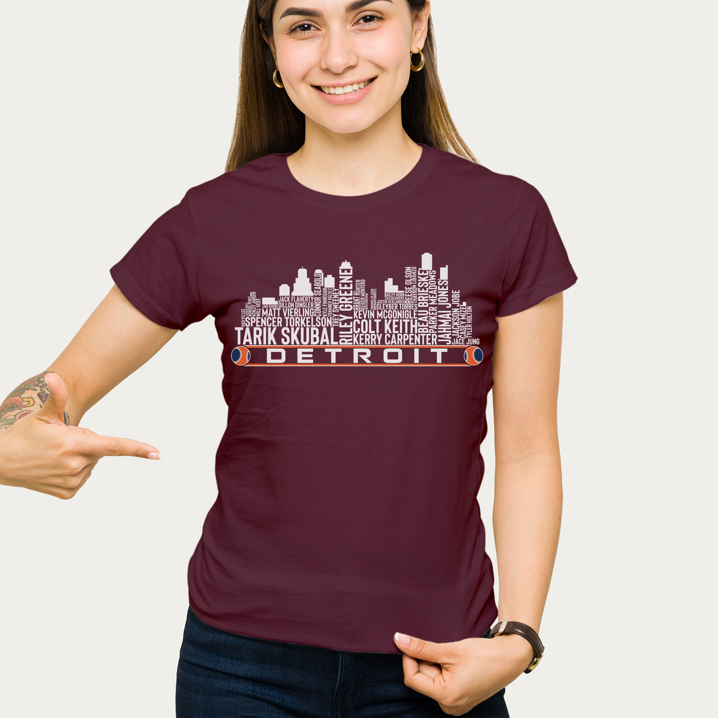 Detroit Baseball Team Current Roster Detroit City Skyline Shirts