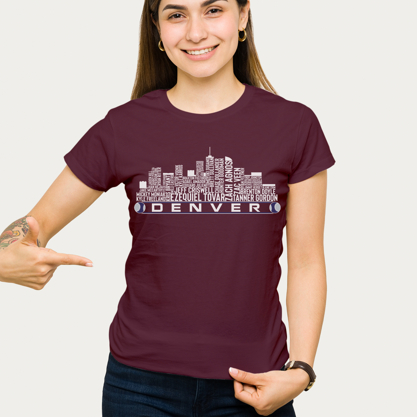 Denver Baseball Team Current Roster Denver City Skyline Shirts