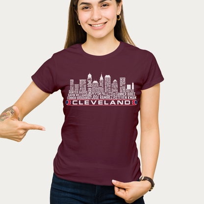 Cleveland Baseball Team Current Roster Cleveland City Skyline Shirts