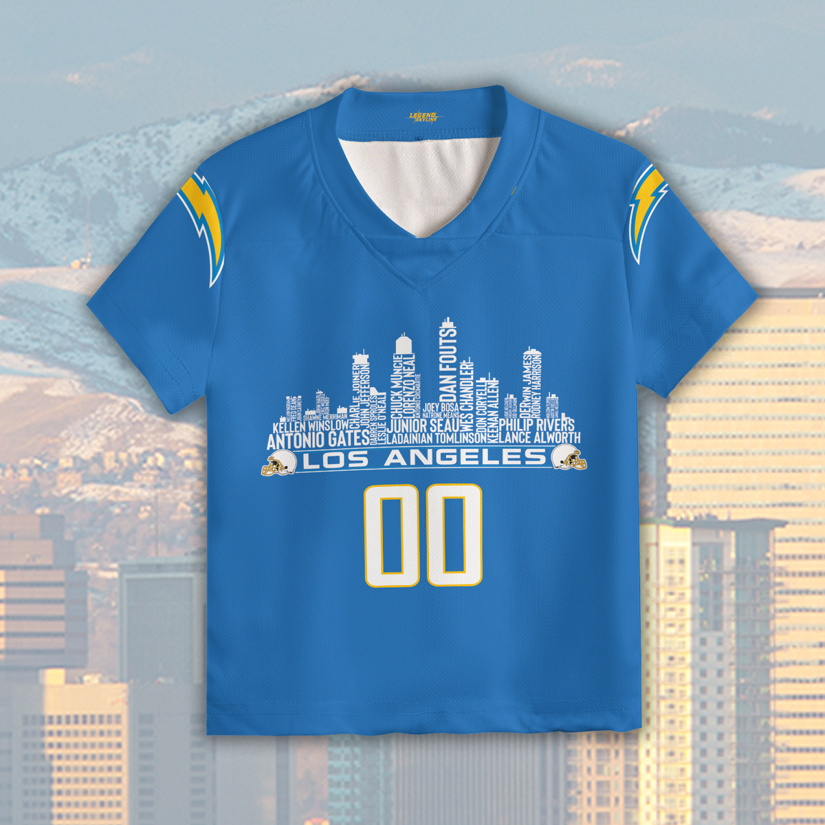 Los Angeles R Jersey Custom Football Greatest Of All Time Team Legends Los Angeles City Skyline Jersey Shirt Personalized Embroidery Name Number