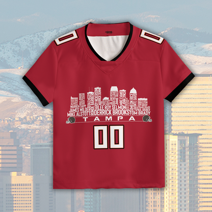 Tampa Bay Custom Football Greatest Of All Time Team Legends Tampa Bay City Skyline Jersey Shirt Personalized Embroidery Name Number