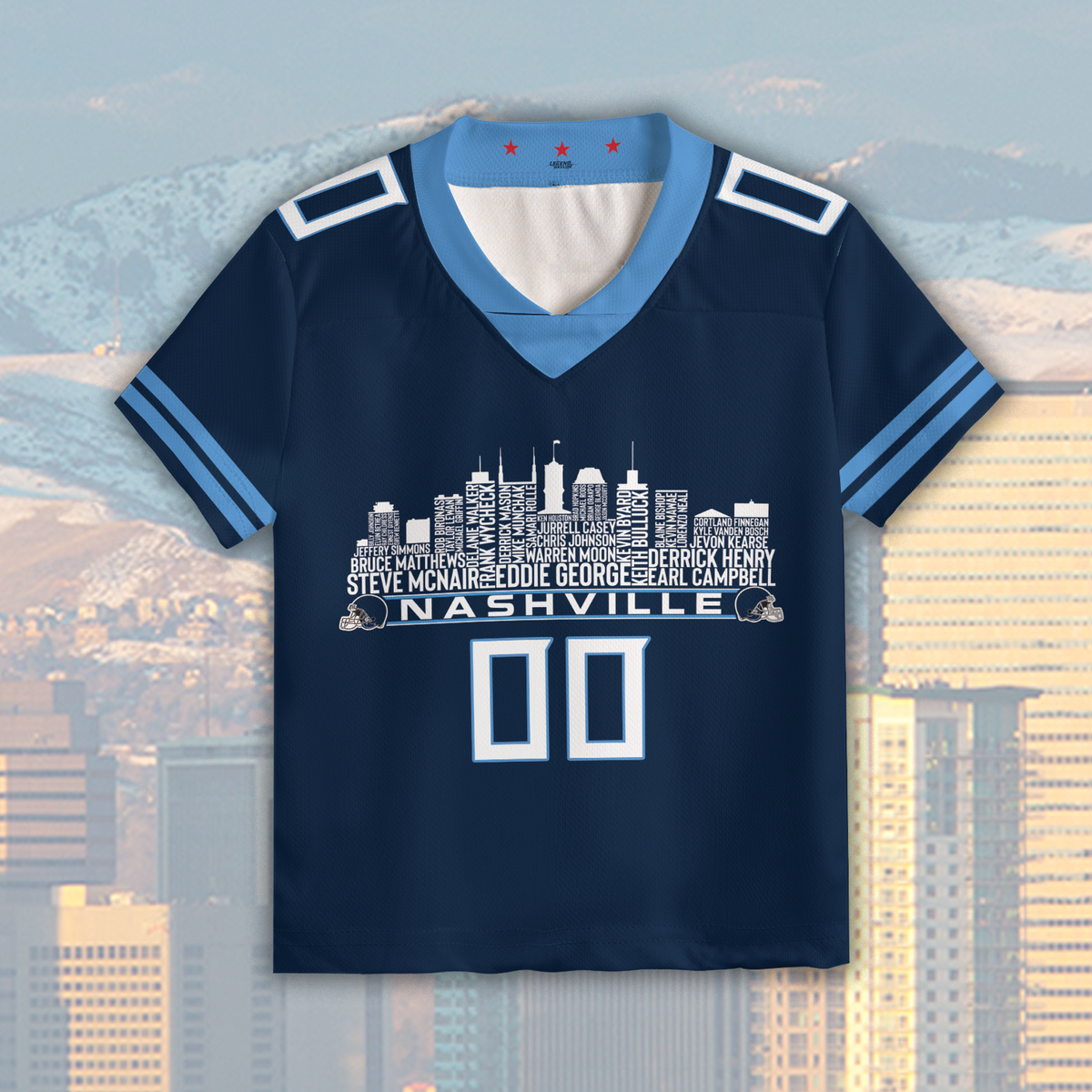 Tennessee Custom Football Jersey Greatest Of All Time Team Legends Tennessee City Skyline Shirt Personalized Embroidery Name Number