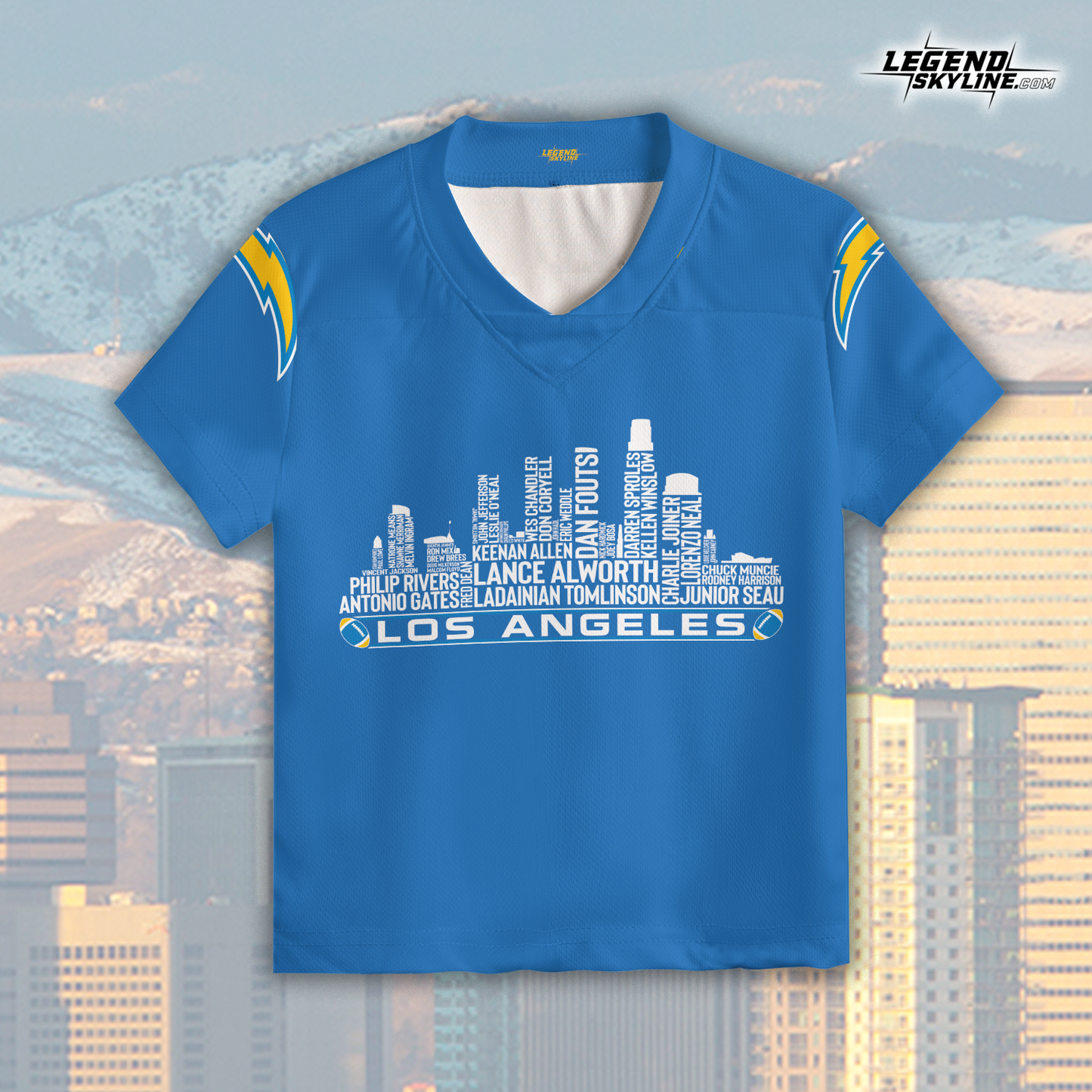 Los Angeles C Jersey Custom Football Greatest Of All Time Team Legends Los Angeles City Skyline Jersey Shirt Personalized Embroidery Name Number