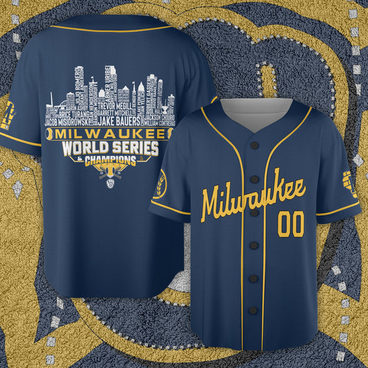 Milwaukee Baseball Jersey World Champions 2026 League City Skyline