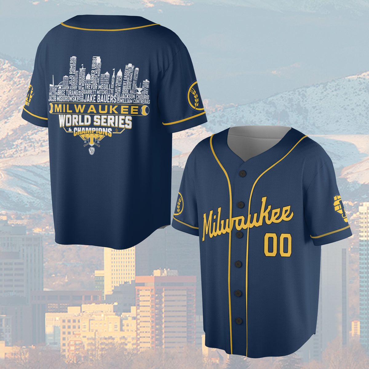 Milwaukee Baseball Jersey World Champions 2026 League City Skyline