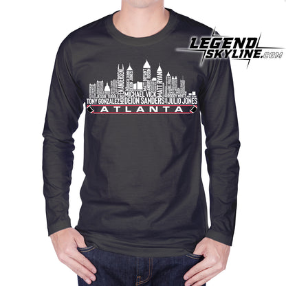 Atlanta Football Greatest Of All Time Team Legend Atlanta City Skyline Shirts