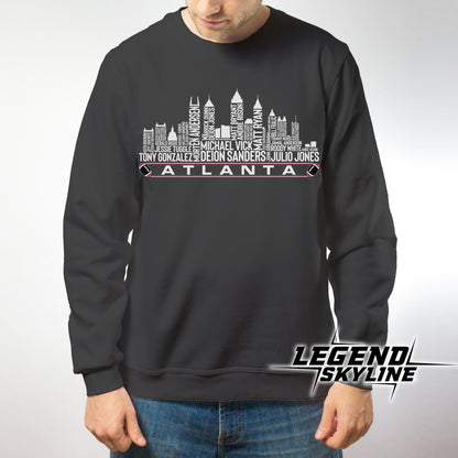 Atlanta Football Greatest Of All Time Team Legend Atlanta City Skyline Shirts