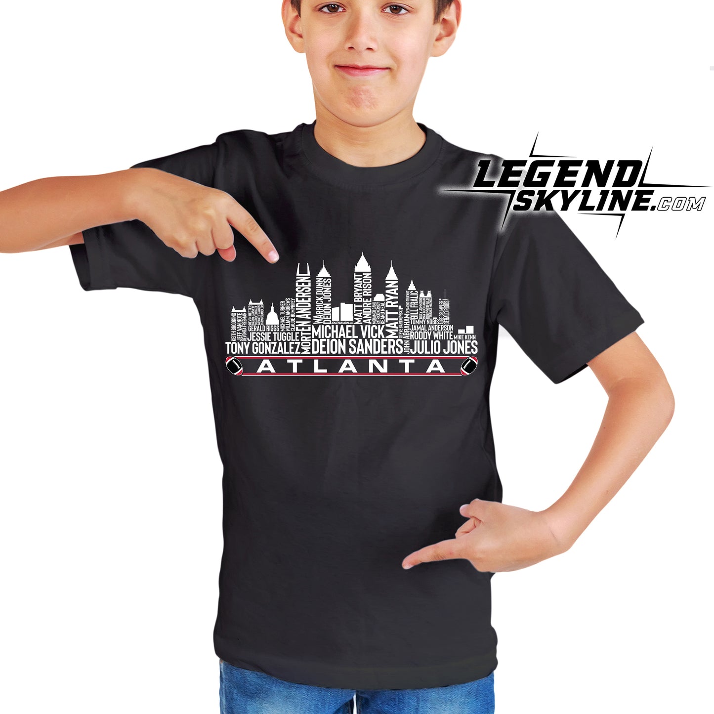 Atlanta Football Greatest Of All Time Team Legend Atlanta City Skyline Shirts