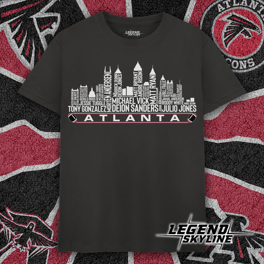 Atlanta Football Greatest Of All Time Team Legend Atlanta City Skyline Shirts