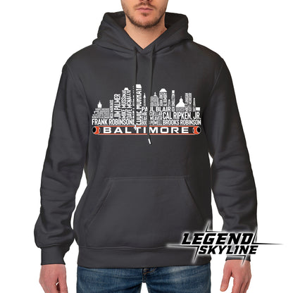 Baltimore Baseball Team All Time Legends Baltimore City Skyline Shirt