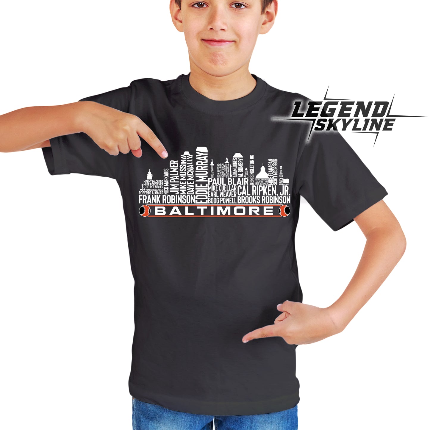 Baltimore Baseball Team All Time Legends Baltimore City Skyline Shirt