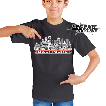 Baltimore Baseball Team All Time Legends Baltimore City Skyline Shirt