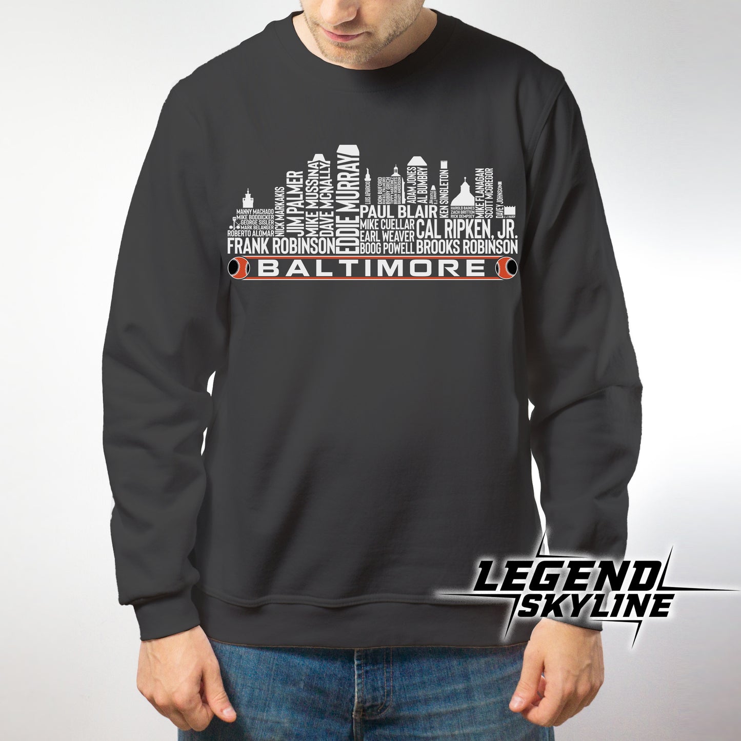 Baltimore Baseball Team All Time Legends Baltimore City Skyline Shirt