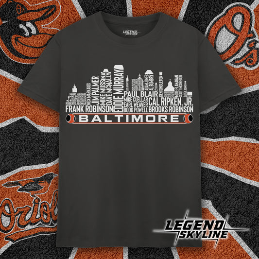 Baltimore Baseball Team All Time Legends Baltimore City Skyline Shirt