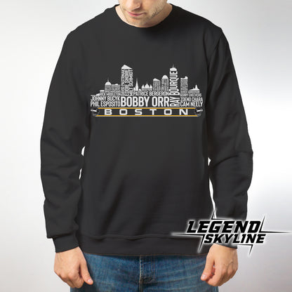 Boston Hockey Team All Time Legends Boston City Skyline Shirt