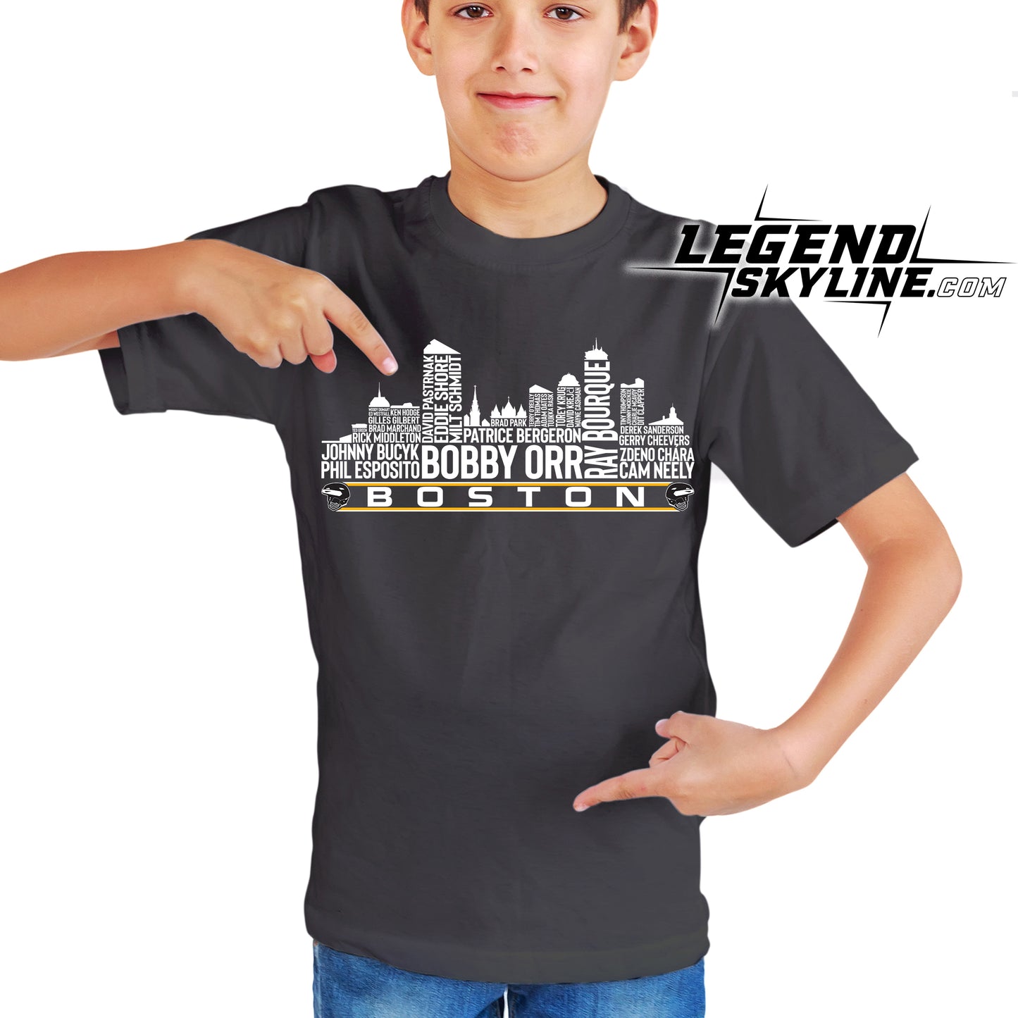 Boston Hockey Team All Time Legends Boston City Skyline Shirt