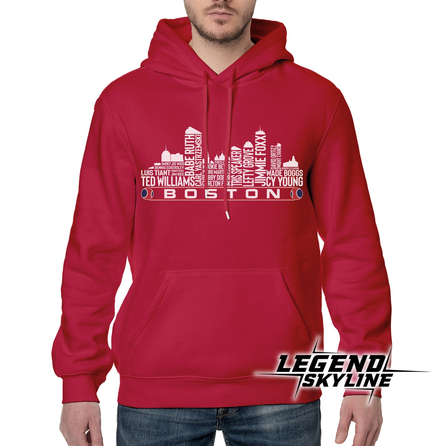 Boston Baseball Team All Time Legends Boston City Skyline Shirt