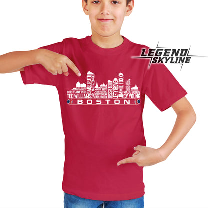 Boston Baseball Team All Time Legends Boston City Skyline Shirt